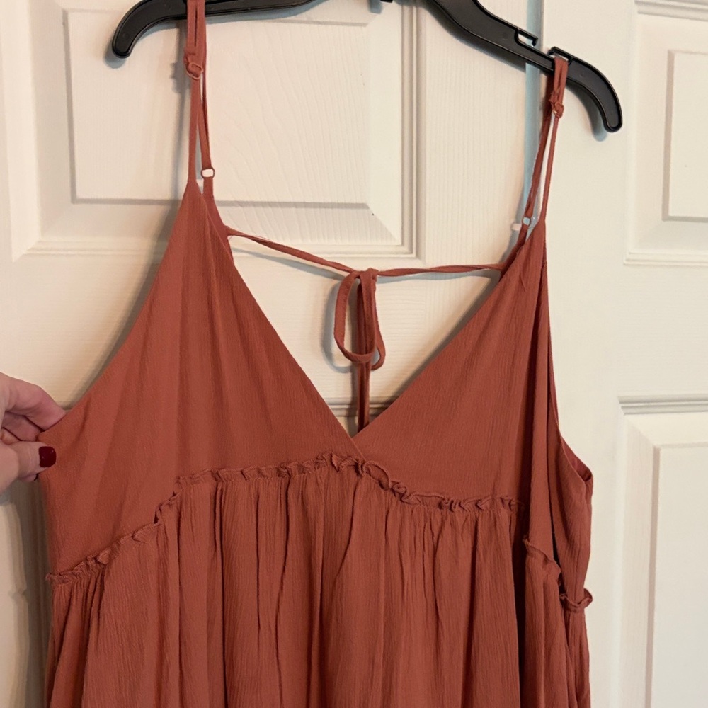 Rust Orange Spaghetti Strap Maxi Dress